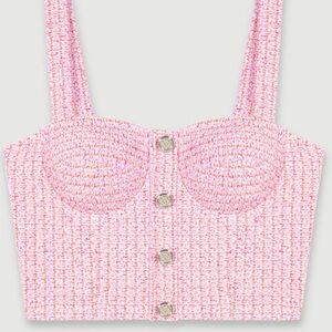 Maje Pink Tweed Top NWT